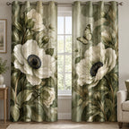 Anemone Butterfly Visitor Window Curtains with printed dimensional artwork