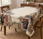 Angus Cow Barn Door Tablecloth with printed dimensional artwork