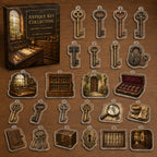 Antique Key Collecting advent calendar box and 24 printed acrylic charms