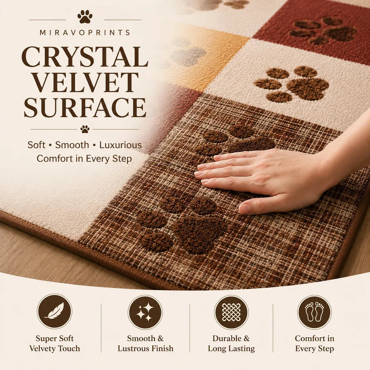 MiravoPrints area rug product information, reference card 5; example artwork may differ