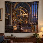 Armillary Sphere Study Wall Tapestry with original printed optical 3D artwork