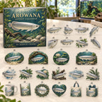 Arowana advent calendar box with 24 themed flat printed acrylic charms