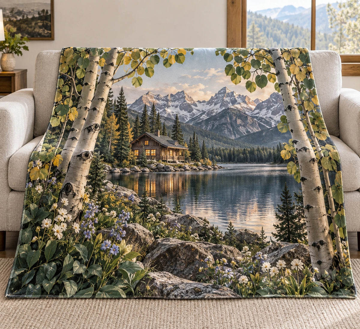 Aspen Retreat Wildflower Season Fleece Blanket with printed dimensional artwork