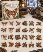 Atlas Moth advent calendar with 24 custom-shaped flat acrylic charms and printed dimensional artwork