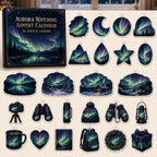 Aurora Watching advent calendar box with24 printed acrylic astronomy-themed charms