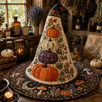 Autumn Moon quilted witch hat, all-over print on cone and brim
