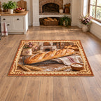 Revised rectangle has all corners and floor margin; wheat frame surrounds scored baguette.