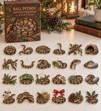 Ball Python advent calendar with 24 custom-shaped flat acrylic charms and printed dimensional artwork