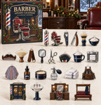 Barber advent calendar with 24 custom-shaped flat acrylic charms featuring printed depth