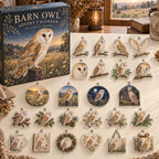 Barn Owl advent calendar box with 24 themed flat printed acrylic charms