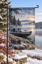 Bass Boat Winter Gear Garden Flag with printed dimensional artwork