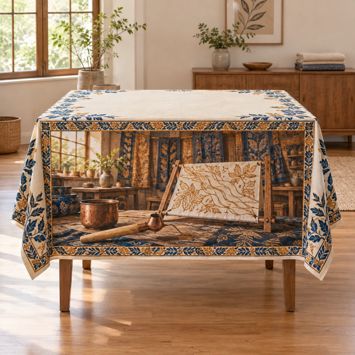 Batik Artist Studio Tablecloth with original printed optical 3D artwork