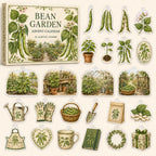 Bean Growing advent calendar box with24 printed acrylic vegetable-garden charms