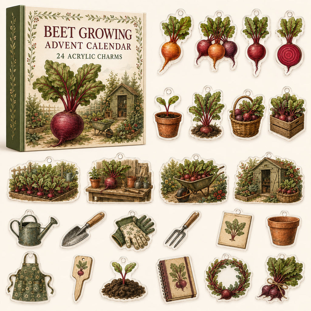 Beet Growing advent calendar with24 printed acrylic garden charms
