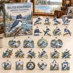 Belted Kingfisher advent calendar box with 24 themed flat printed acrylic charms