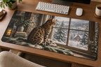 Bengal Cat Snow Globe View Desk Mat with printed dimensional artwork