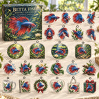 Betta Fish advent calendar box with 24 themed flat printed acrylic charms