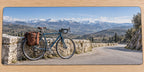 Bicycle Touring Route Break Desk Mat with printed pannier bicycle and stone-road depth