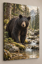 Black Bear Creek Crossing Canvas Wall Art with printed dimensional artwork