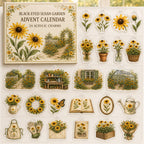 Black-Eyed Susan advent calendar box and 24 printed acrylic botanical charms