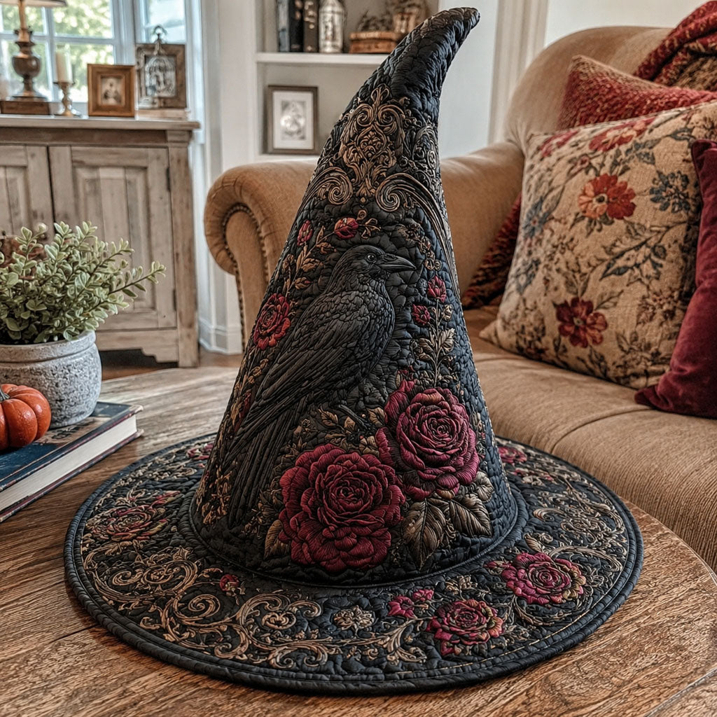 Blackthorn Romance quilted witch hat, all-over print on cone and brim