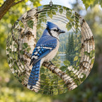 Blue Jay Birch Grove Wind Spinner with printed dimensional artwork