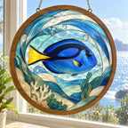Blue Tang Wave Portal Wood & Acrylic Suncatcher with printed dimensional artwork