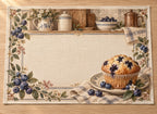 Blueberry Muffin Kitchen Placemat with flat printed dimensional bakery artwork