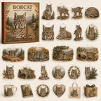 Bobcat advent calendar box with 24 themed flat printed acrylic charms
