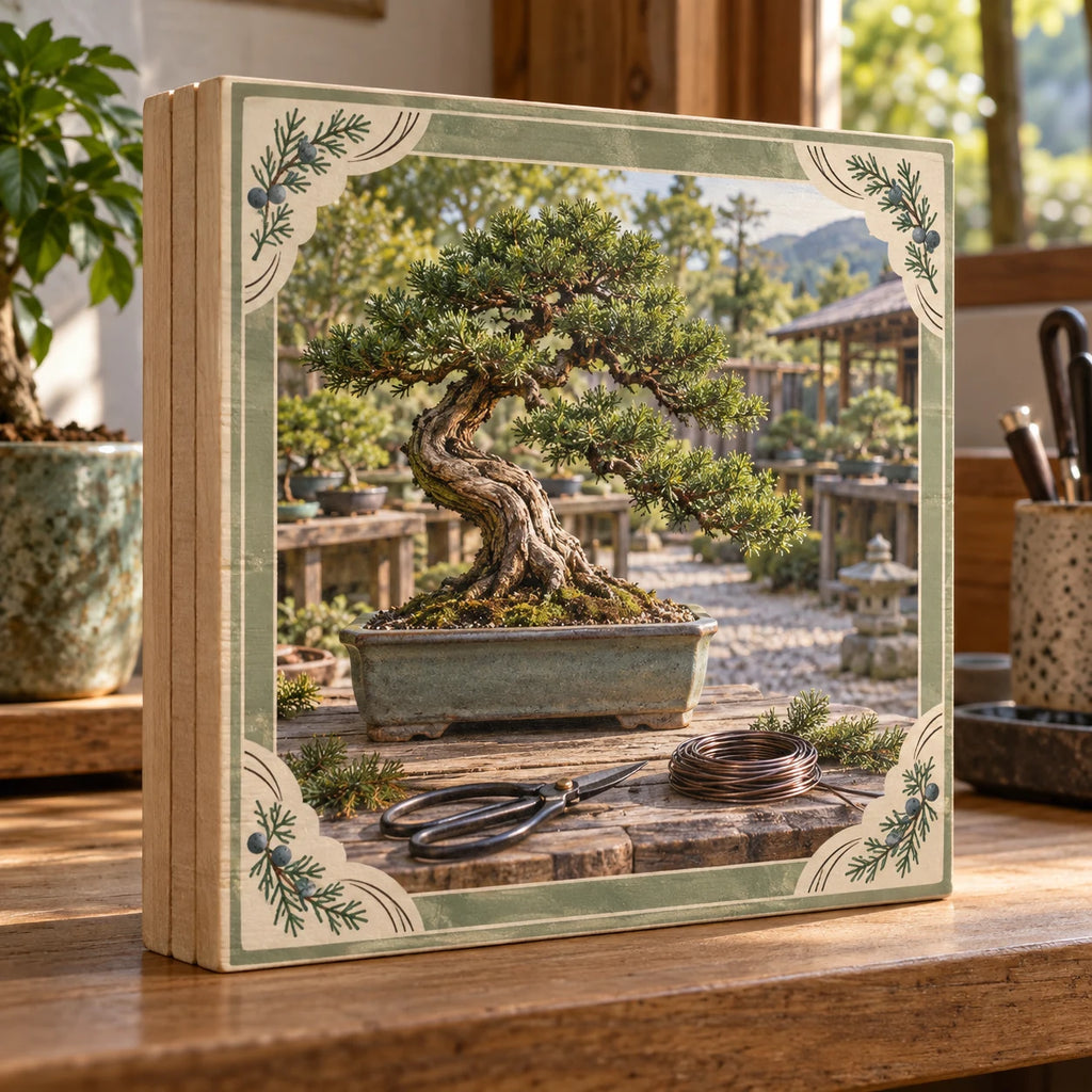 Bonsai Cultivation printed 3D wooden block 3 layer with coordinated border and hobby setting
