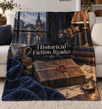 Book Lover Fleece Blanket - Historical Fiction Reader Rainy Afternoon with flat printed dimensional artwork
