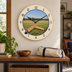 Boomerang Field Wooden Wall Clock with original printed optical 3D artwork