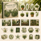 Boston Fern advent calendar box with 24 botanical-themed printed acrylic charms