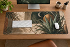 Botanical Desk Mat - Aloe Moon Garden with flat printed dimensional artwork
