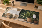 Botanical Desk Mat - Bird Nest Fern Rattan Corner with flat printed dimensional artwork
