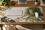 Botanical Desk Mat - String of Pearls Plant Swap with flat printed dimensional artwork