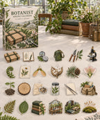 Botanist advent calendar with 24 custom-shaped flat acrylic charms and printed dimensional artwork