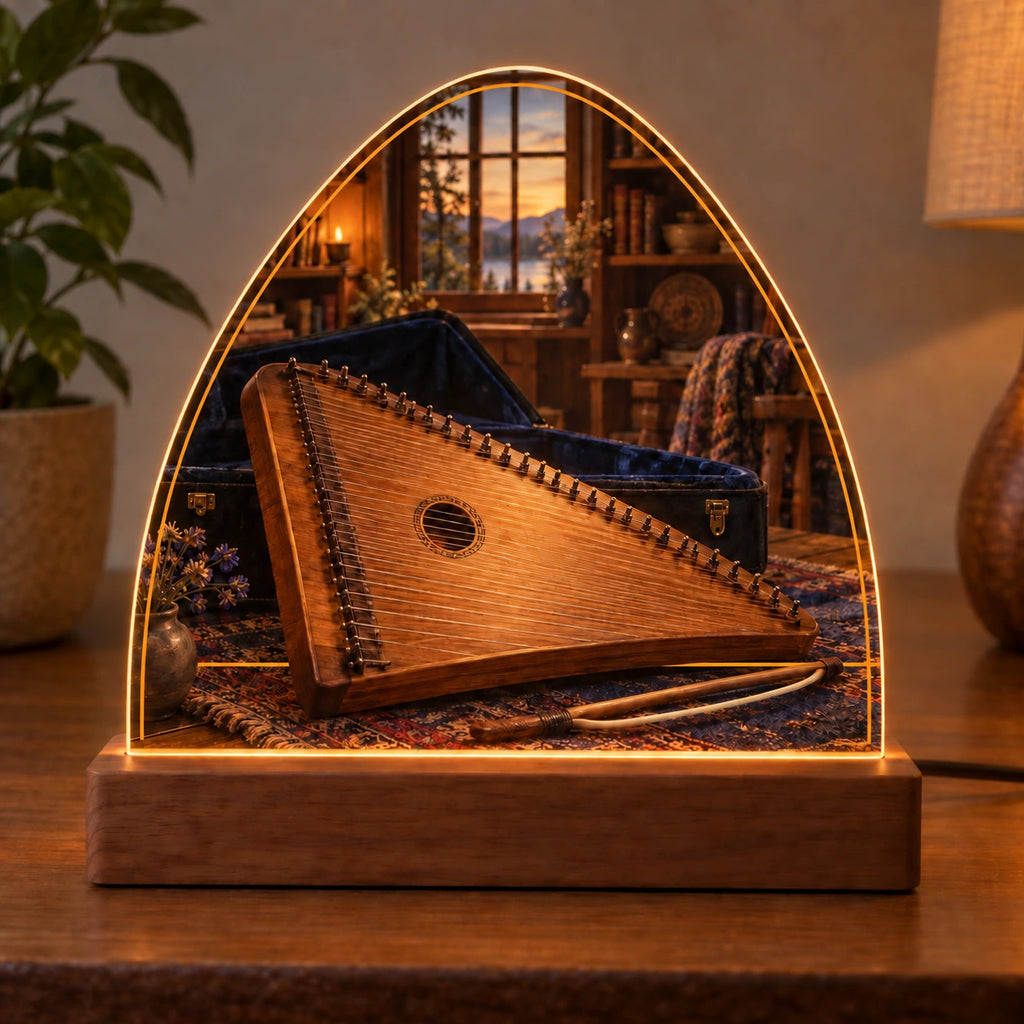 Bowed Psaltery Studio Acrylic Night Light with original printed optical 3D artwork
