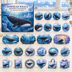 Bowhead Whale advent calendar box with 24 themed flat printed acrylic charms