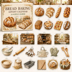 Bread Baking advent calendar box and 24 printed acrylic bakery charms