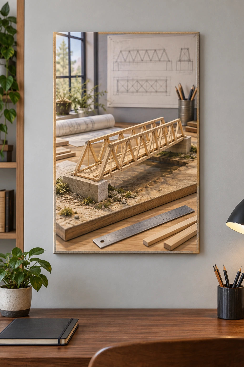 Bridge Model Studio Stretched Canvas Wall Art with original printed optical 3D artwork