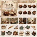 Brownie Baking advent calendar box and 24 printed acrylic bakery charms