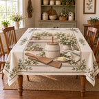 Butter Making Farmhouse Tablecloth with original printed optical 3D artwork