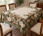 Camellia Garden Trellis Tablecloth with printed dimensional artwork