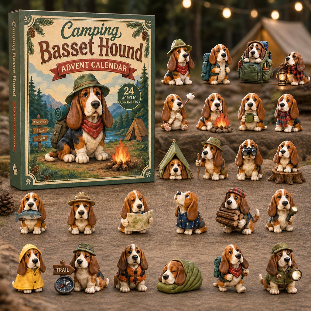 Camping Basset Hound advent calendar