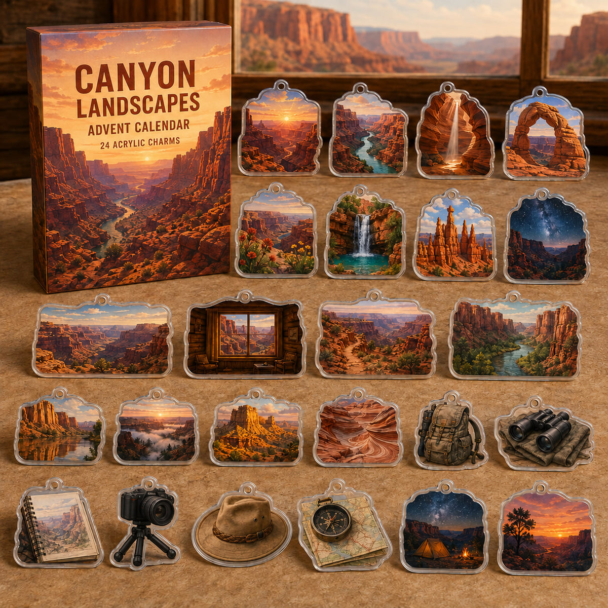 Canyon Landscapes advent calendar box and 24 printed acrylic landscape charms