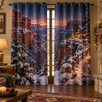 Canyon Overlook Holiday Retreat Window Curtains with printed dimensional artwork