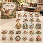Carolina Wren advent calendar box with 24 themed flat printed acrylic charms