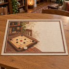 Carrom Game Room Linen Placemat with original printed optical 3D artwork
