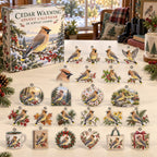 Cedar Waxwing advent calendar box with 24 themed flat printed acrylic charms